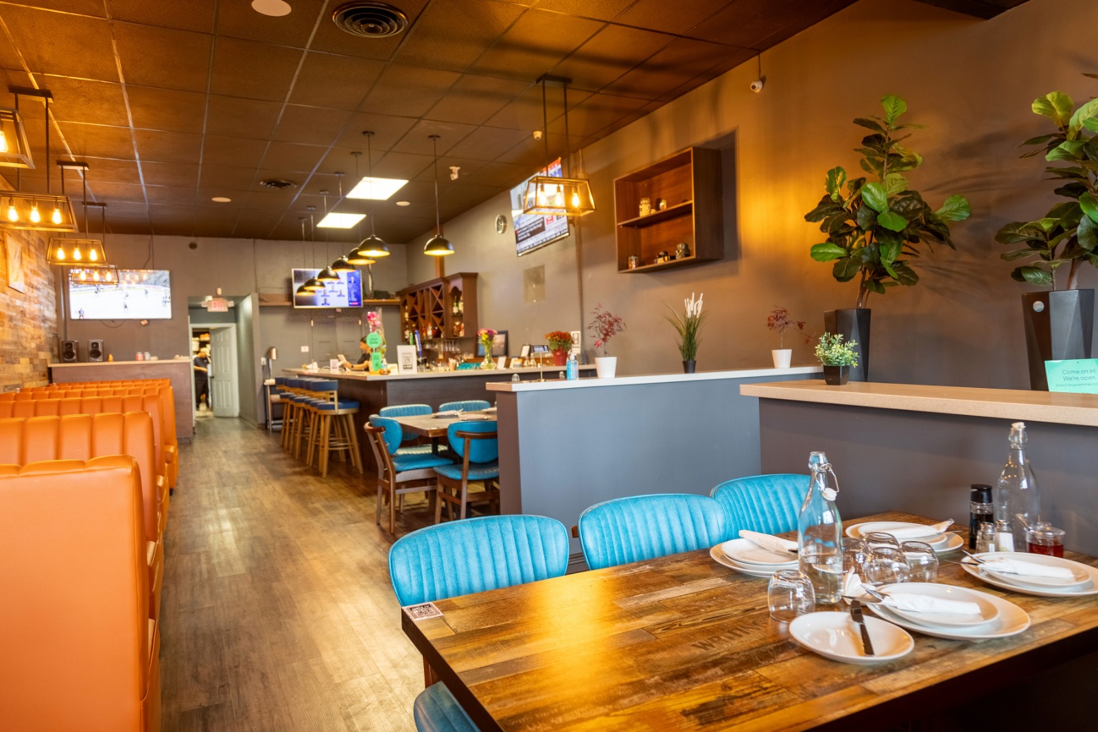 A view of the cozy restaurant interior
